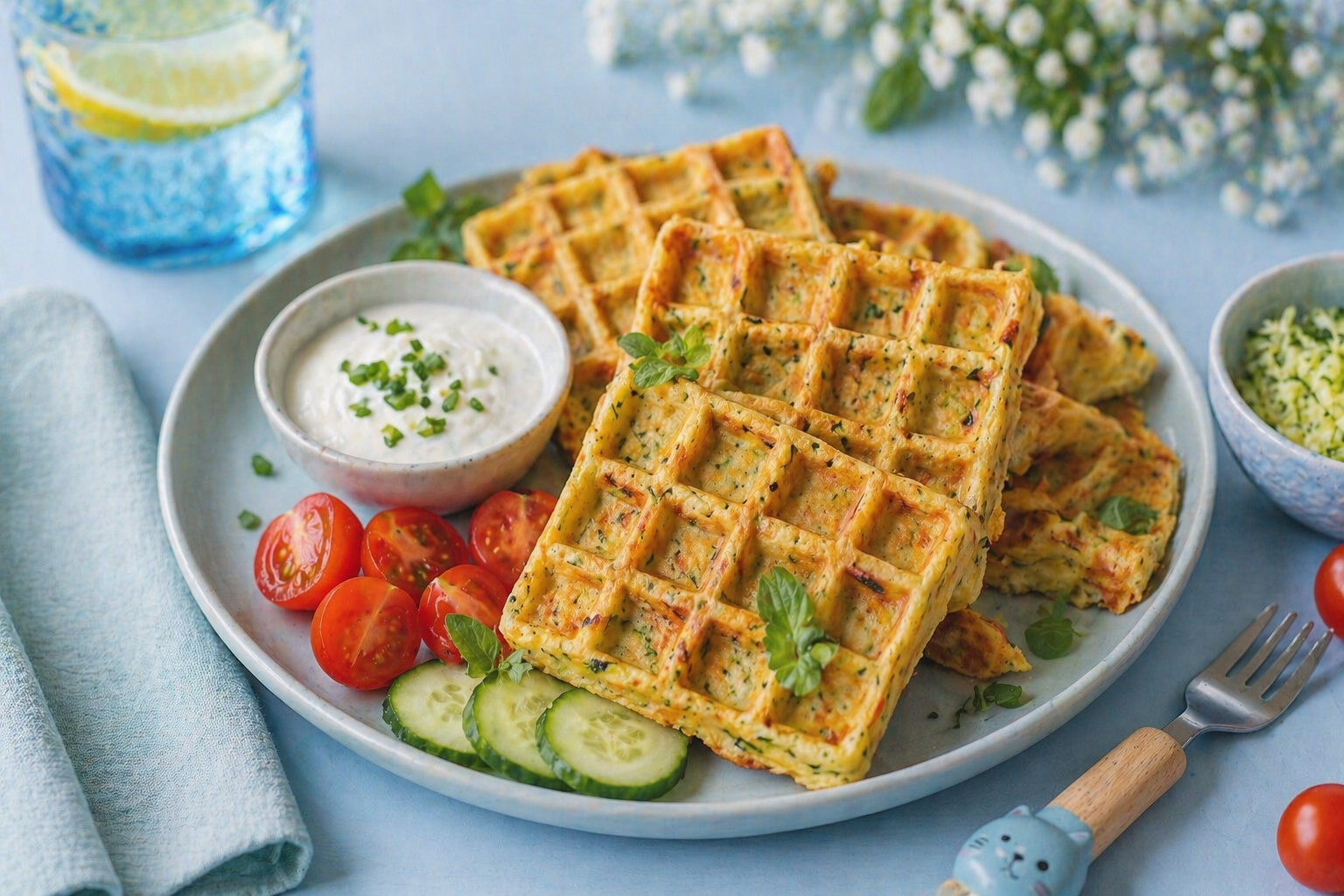 Herzhafte Waffeln als einfache Lunchbox Idee für Kinder