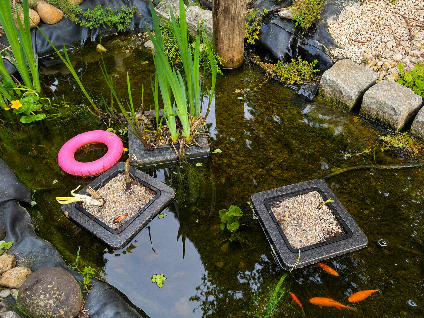 teich im garten angelegt- amateurin — kleine Ruheinsel mit Teich, Farn, Bachlauf und Landhausgarten