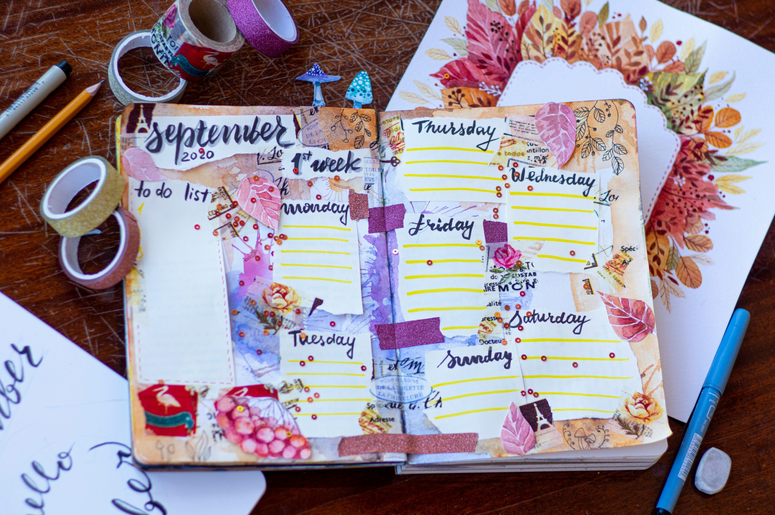 Journaling für Anfänger mit Journal, Stiften und Washi Tape